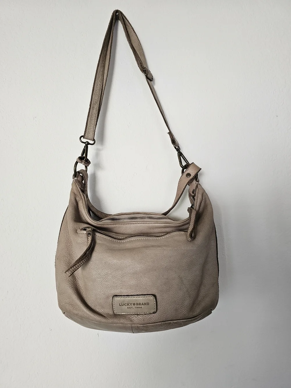 Lucky Brand Neutral Taupe Hobo Shoulder Bag